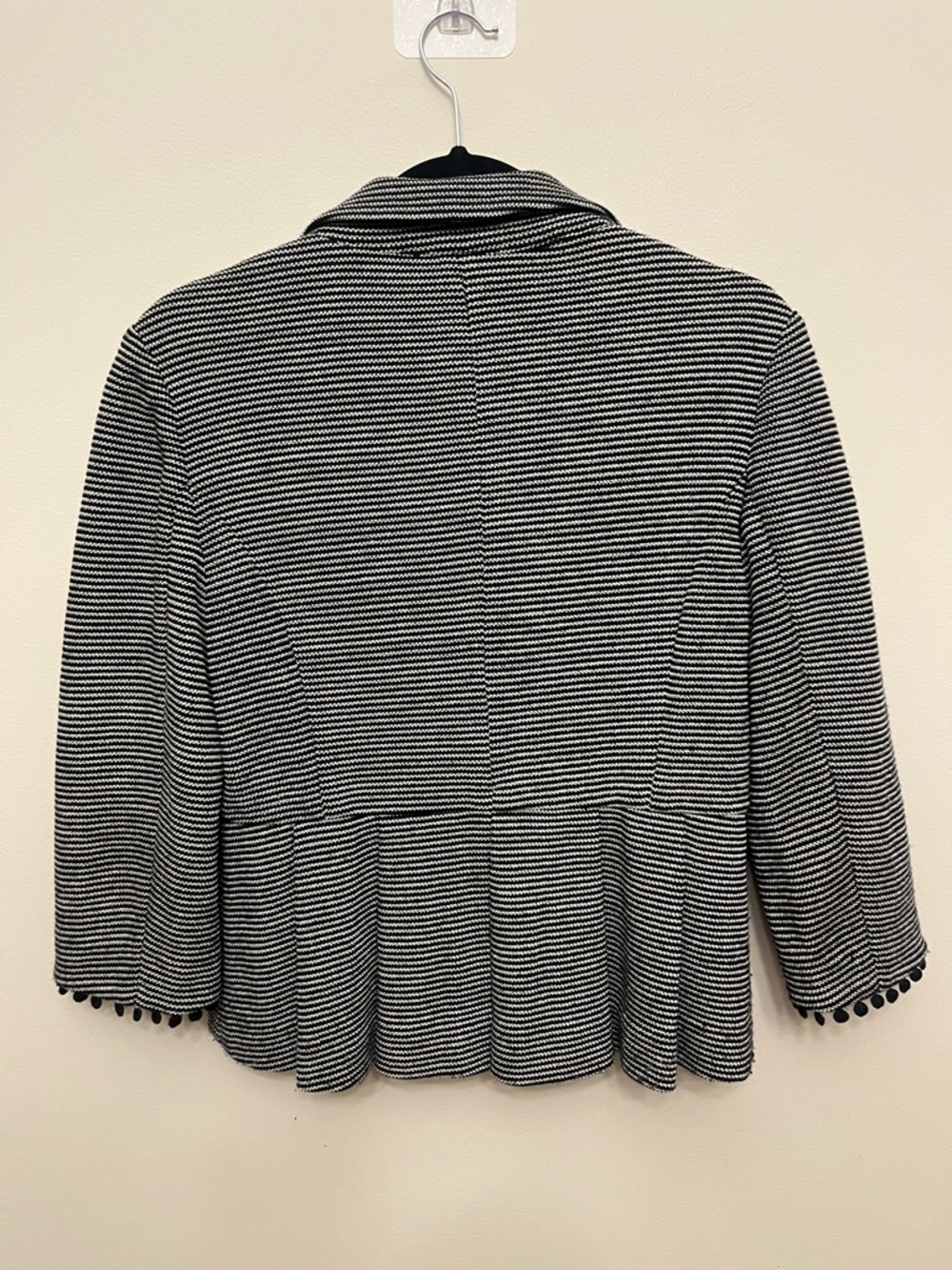 Tabitha Anthropologie Peplum Blazer Black White Striped Women's Size Medium - Picture 5 of 6